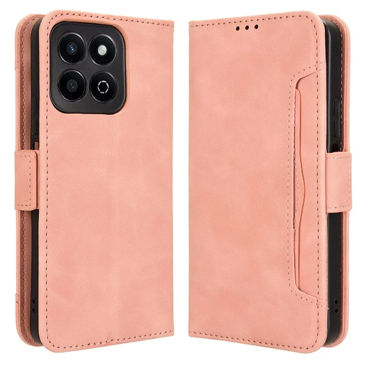 For Honor X7c 4G / 200 Smart 5G / Play 60 Plus 5G / Play 9T Funda Soporte Múltiples Ranuras para Tarjetas Billetera de Cuero - Rosa