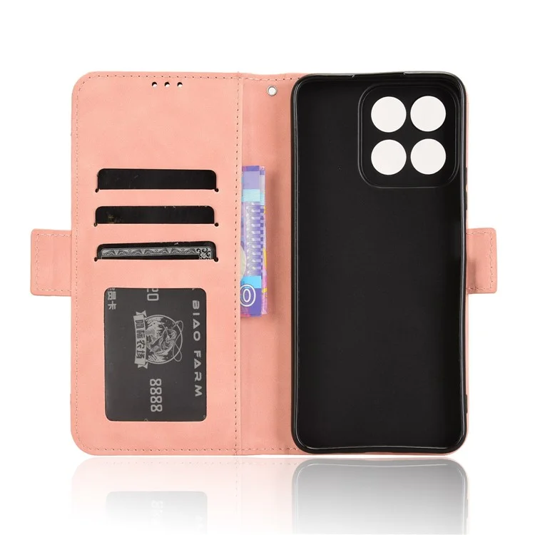 For Honor X7c 4G / 200 Smart 5G / Play 60 Plus 5G / Play 9T Funda Soporte Múltiples Ranuras para Tarjetas Billetera de Cuero - Rosa