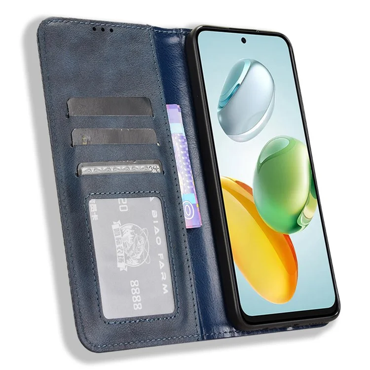 For Honor 200 Smart 5G / Play 60 Plus 5G / Play 9T / X7c 4G Phone Case Retro Stand Leather Wallet Cover - Blue