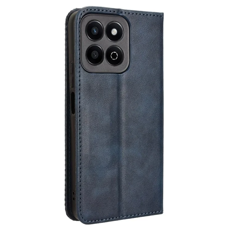 For Honor 200 Smart 5G / Play 60 Plus 5G / Play 9T / X7c 4G Phone Case Retro Stand Leather Wallet Cover - Blue