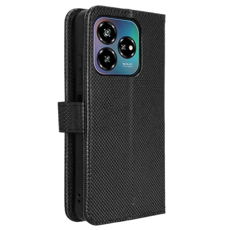 For ZTE Axon 60 Lite / Blade V60 Vita Phone Case PU Leather Diamond Texture Shockproof Cover - Black