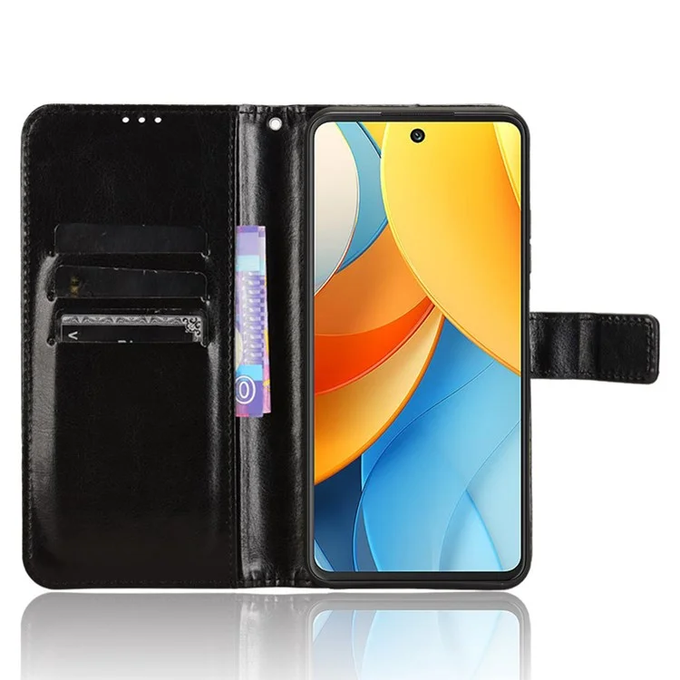 For ZTE Axon 60 Lite / Blade V60 Vita Wallet Case Crazy Horse Texture  Leather Stand Phone Cover - Black