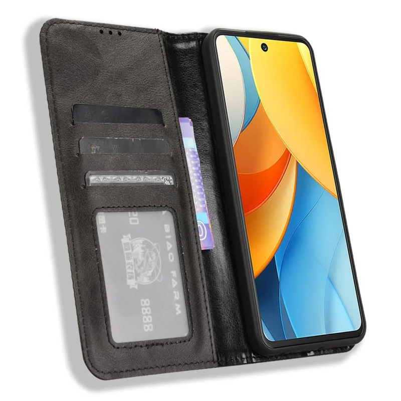 For ZTE Axon 60 Lite / Blade V60 Vita Wallet Case Retro Leather Phone Cover with Stand - Black