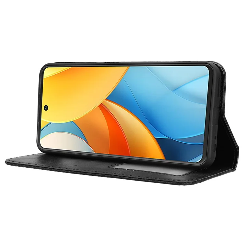 For ZTE Axon 60 Lite / Blade V60 Vita Wallet Case Retro Leather Phone Cover with Stand - Black