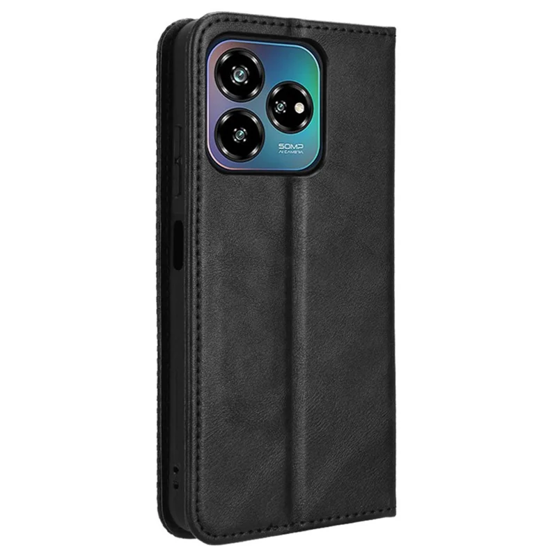 For ZTE Axon 60 Lite / Blade V60 Vita Wallet Case Retro Leather Phone Cover with Stand - Black