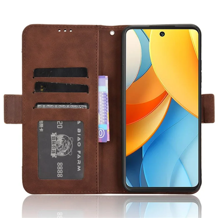 For ZTE Axon 60 Lite / Blade V60 Vita Wallet Case Leather Phone Cover with Multiple Card Slots - Brown