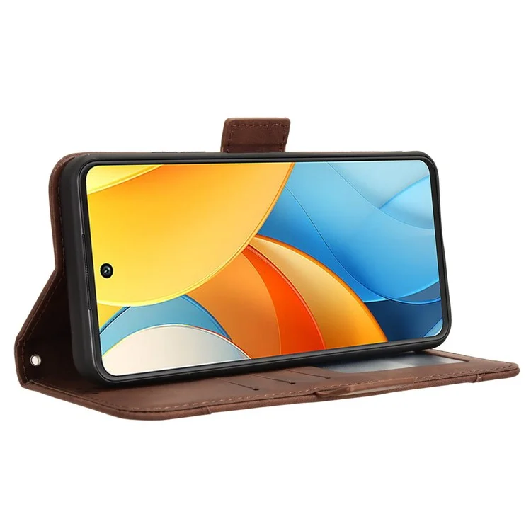 For ZTE Axon 60 Lite / Blade V60 Vita Wallet Case Leather Phone Cover with Multiple Card Slots - Brown