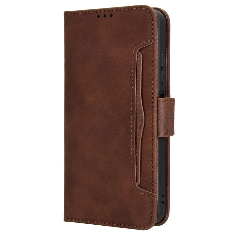 For ZTE Axon 60 Lite / Blade V60 Vita Wallet Case Leather Phone Cover with Multiple Card Slots - Brown