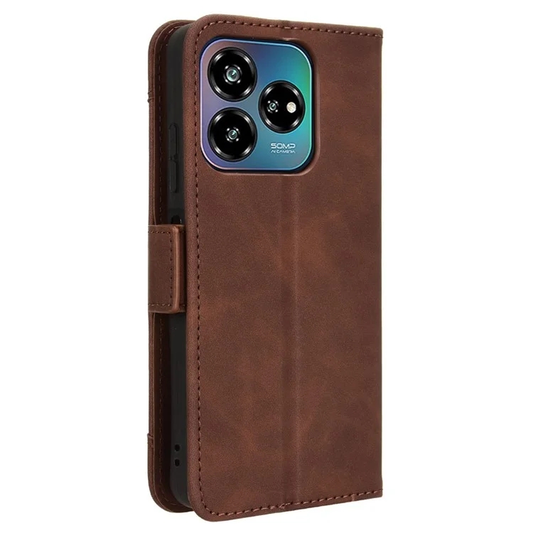 For ZTE Axon 60 Lite / Blade V60 Vita Wallet Case Leather Phone Cover with Multiple Card Slots - Brown