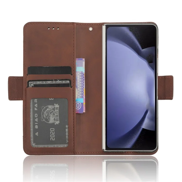 Für Samsung Galaxy Z Fold6 5G Stand Case mit Stifthalter Kratzfestes Leder Handyhülle - Braun