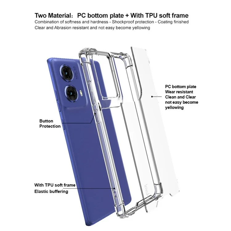 IMAK für Motorola Moto G85 5G / S50 Neo 5G Klare Hülle PC+TPU Handyhülle Airbag-Ecken