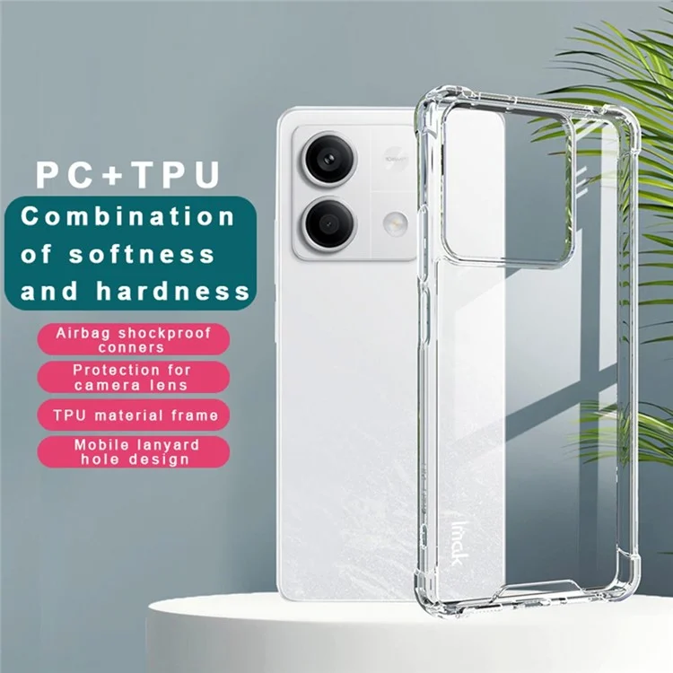 IMAK For Xiaomi Redmi Note 13 5G Case PC+TPU Clear Phone Cover Airbag Corners
