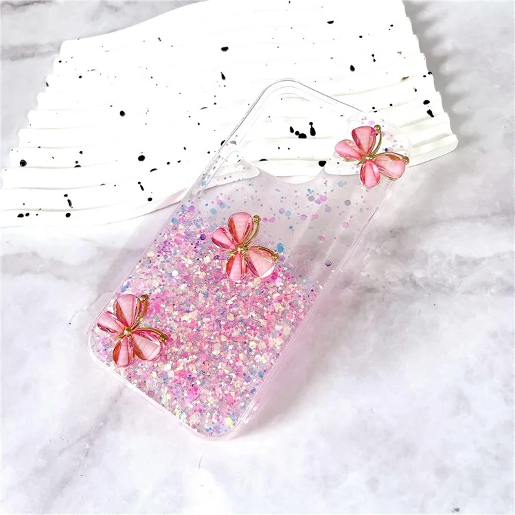 Pour iPhone 16 Pro Case Aesthetic Butterfly TPU Luminous Starry Phone Cover - Luminous Pink
