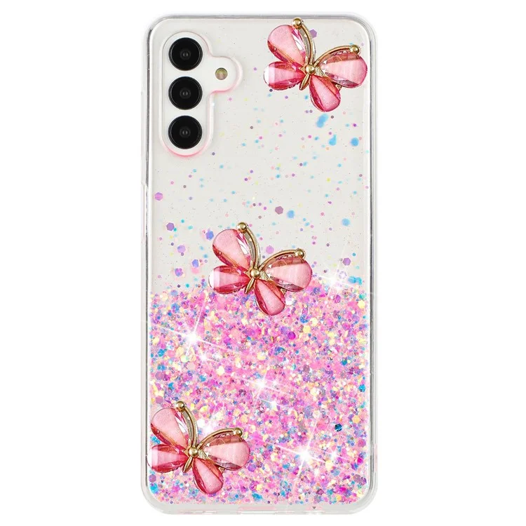 For Samsung Galaxy S24 FE Case Glowing in Dark 3D Butterfly Epoxy TPU Phone Cover - Luminous Pink