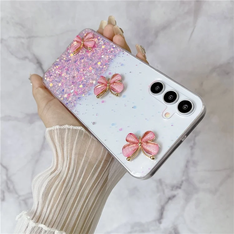 For Samsung Galaxy S24 FE Case Glowing in Dark 3D Butterfly Epoxy TPU Phone Cover - Luminous Pink
