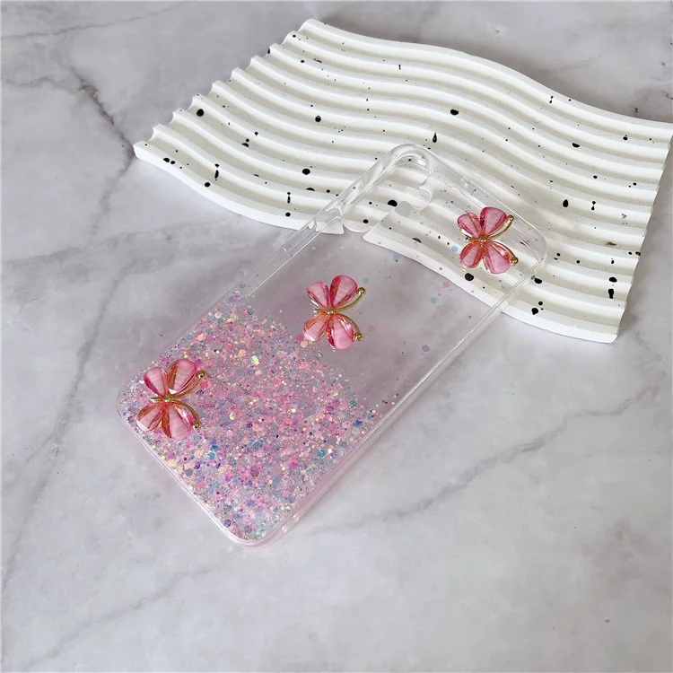 For Samsung Galaxy S24 FE Case Glowing in Dark 3D Butterfly Epoxy TPU Phone Cover - Luminous Pink