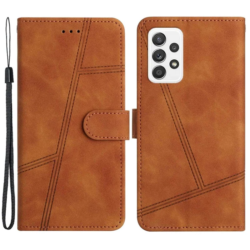 For Samsung Galaxy A73 5G Skin-touch Feeling Retro PU Leather Phone Stand Cover Shockproof Drop-proof Wallet Case - Brown