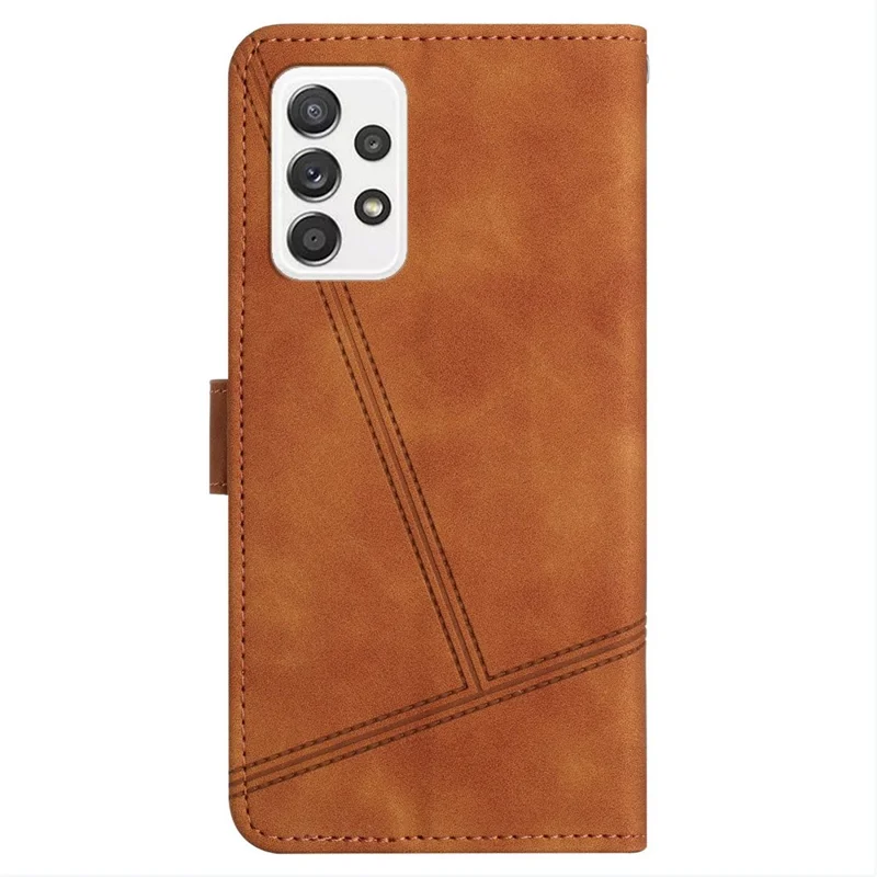 For Samsung Galaxy A73 5G Skin-touch Feeling Retro PU Leather Phone Stand Cover Shockproof Drop-proof Wallet Case - Brown