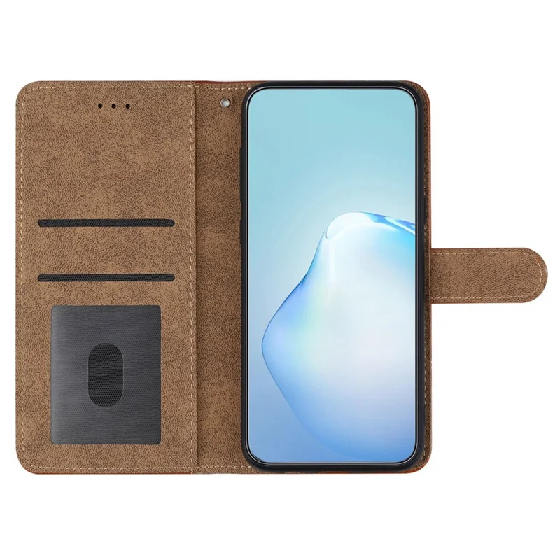 For Samsung Galaxy A73 5G Skin-touch Feeling Retro PU Leather Phone Stand Cover Shockproof Drop-proof Wallet Case - Brown