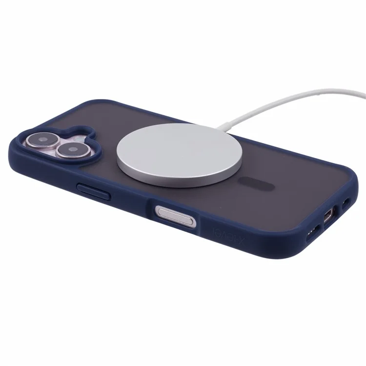 X-LEVEL For iPhone 16 Case Compatible with MagSafe TPU+Acrylic Shockproof Phone Cover Rubberized Finish - Dark Blue