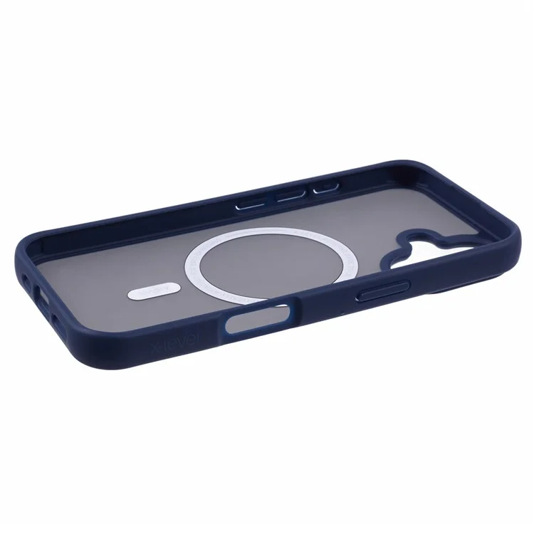 X-LEVEL For iPhone 16 Case Compatible with MagSafe TPU+Acrylic Shockproof Phone Cover Rubberized Finish - Dark Blue