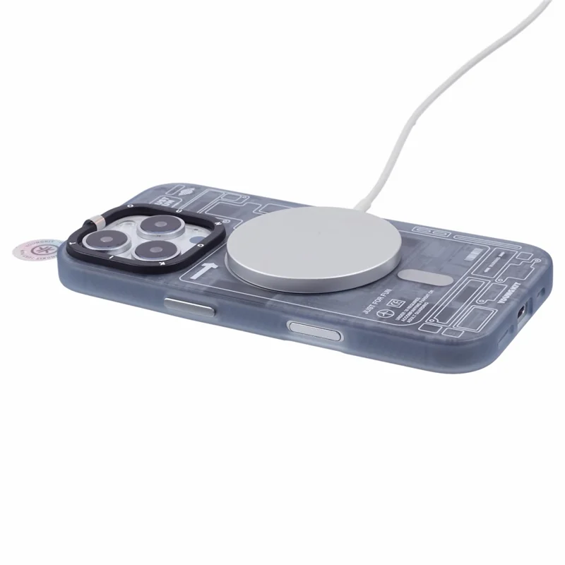 YOUNGKIT Technology Series for iPhone 16 Pro Case Compatible with MagSafe PC+TPU Matte Phone Cover IMD Pattern - Black