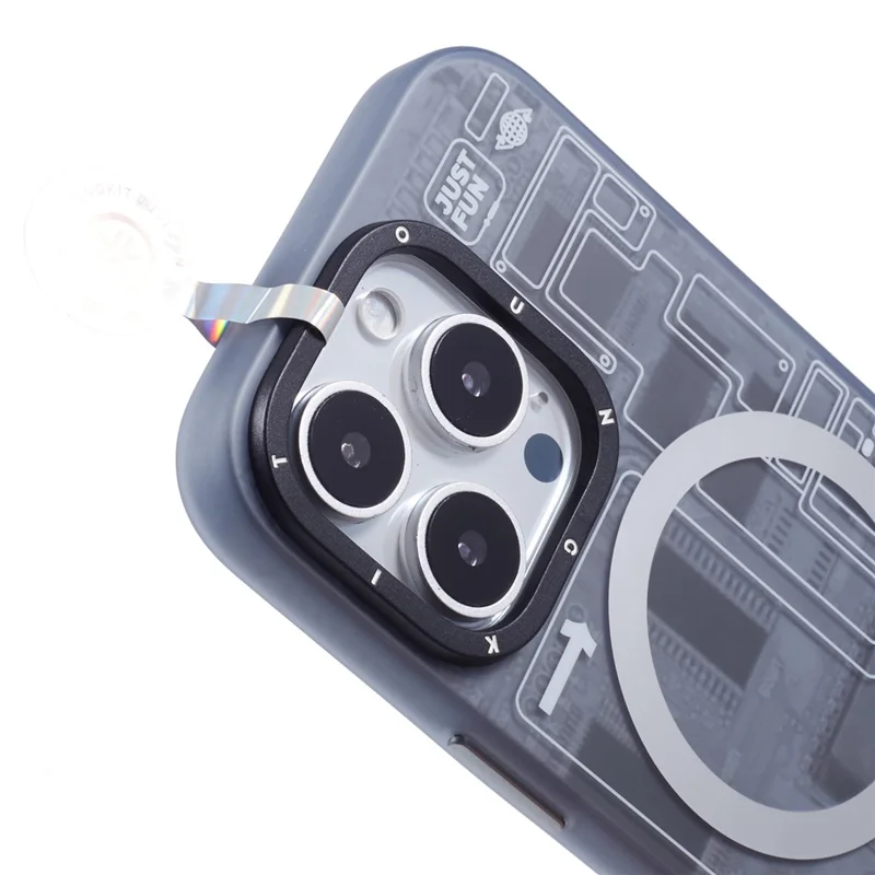 YOUNGKIT Technology Series for iPhone 16 Pro Case Compatible with MagSafe PC+TPU Matte Phone Cover IMD Pattern - Black