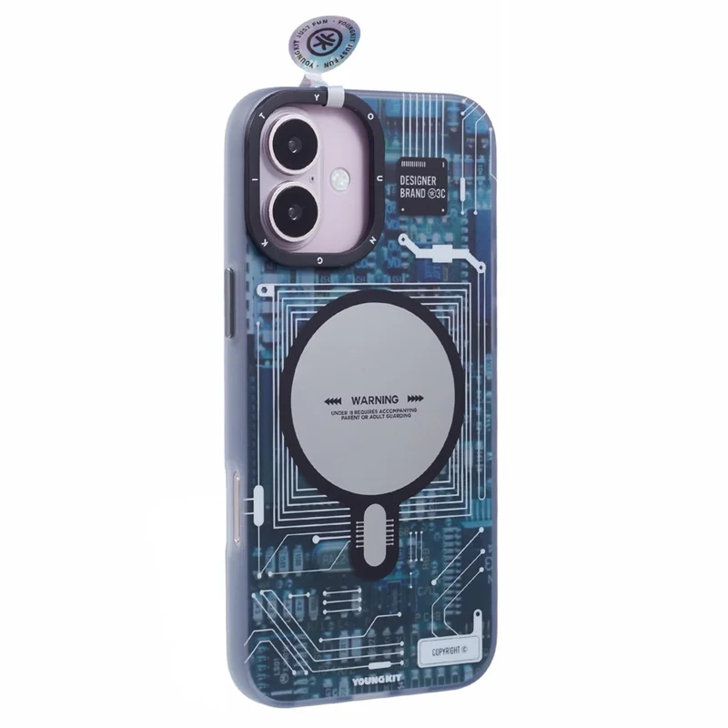 YOUNGKIT Technologie-Serie für iPhone 16 Matte Case kompatibel mit MagSafe IMD PC+TPU stoßfestes Handyhülle - Grau