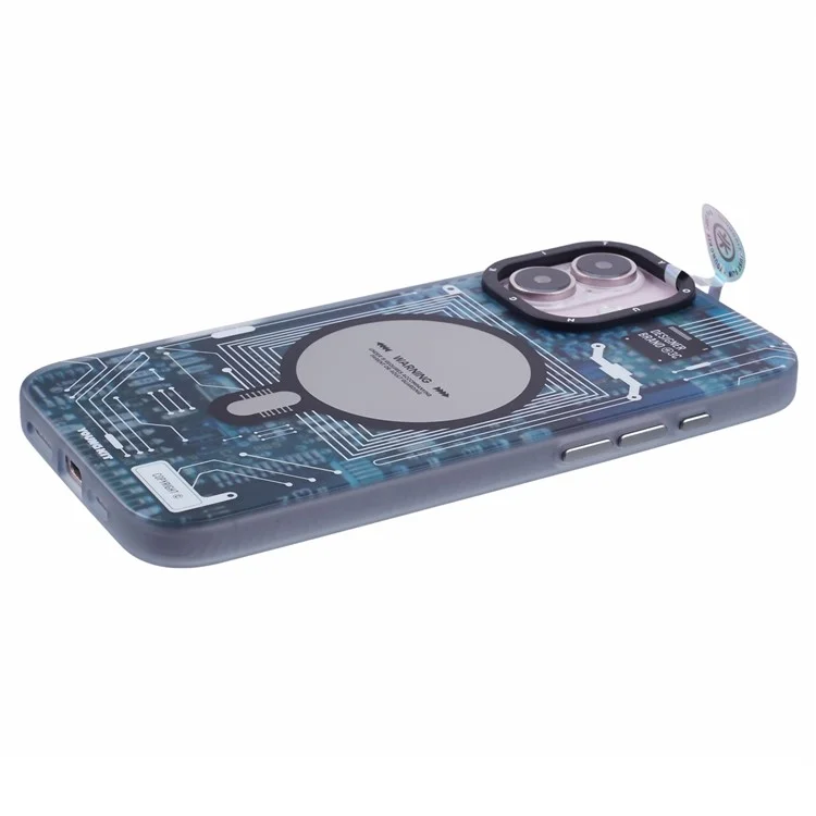 YOUNGKIT Technologie-Serie für iPhone 16 Matte Case kompatibel mit MagSafe IMD PC+TPU stoßfestes Handyhülle - Grau