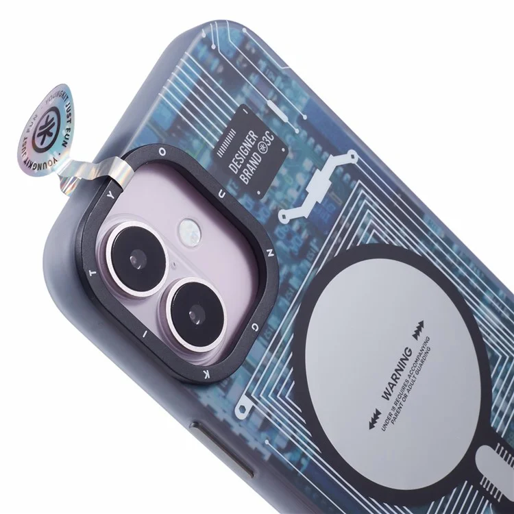 YOUNGKIT Technologie-Serie für iPhone 16 Matte Case kompatibel mit MagSafe IMD PC+TPU stoßfestes Handyhülle - Grau