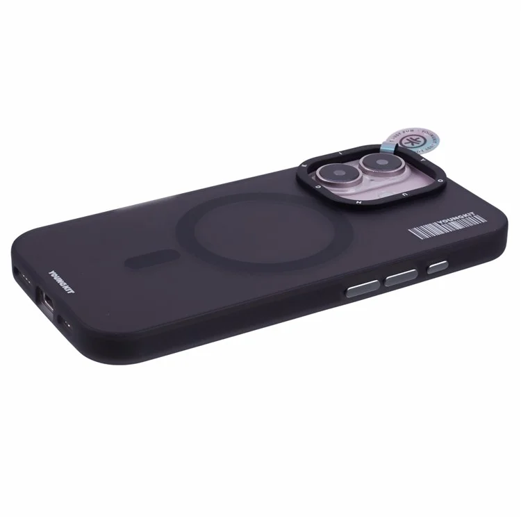 YOUNGKIT Per iPhone 16 Case Compatibile con MagSafe Anti-Impronte Dita PET+TPU Cover Telefonica - Nero Trasparente