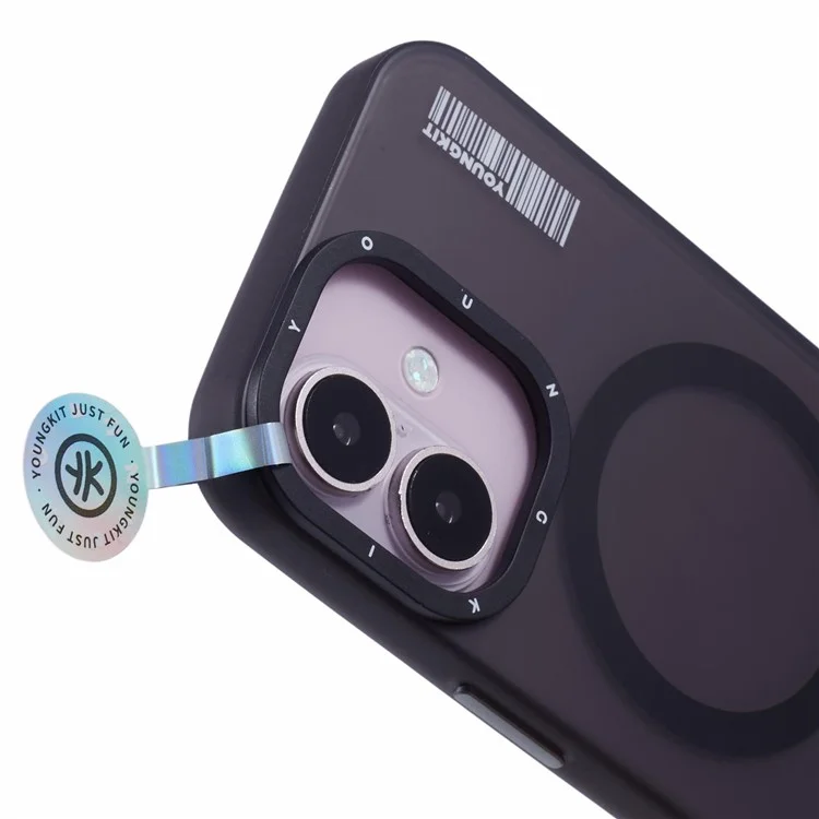 YOUNGKIT Per iPhone 16 Case Compatibile con MagSafe Anti-Impronte Dita PET+TPU Cover Telefonica - Nero Trasparente