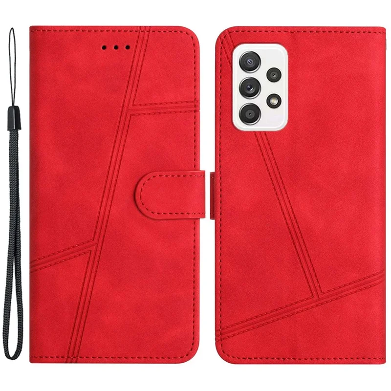 For Samsung Galaxy A33 5G Retro Skin-touch Feeling PU Leather Cover Shockproof Phone Wallet Stand Case - Red