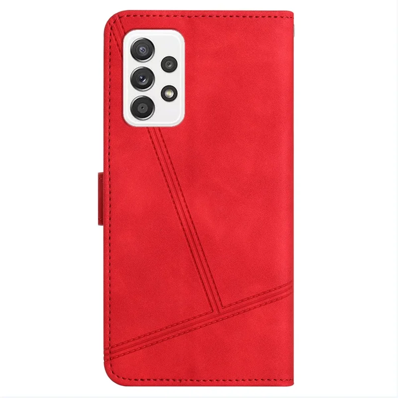 For Samsung Galaxy A33 5G Retro Skin-touch Feeling PU Leather Cover Shockproof Phone Wallet Stand Case - Red