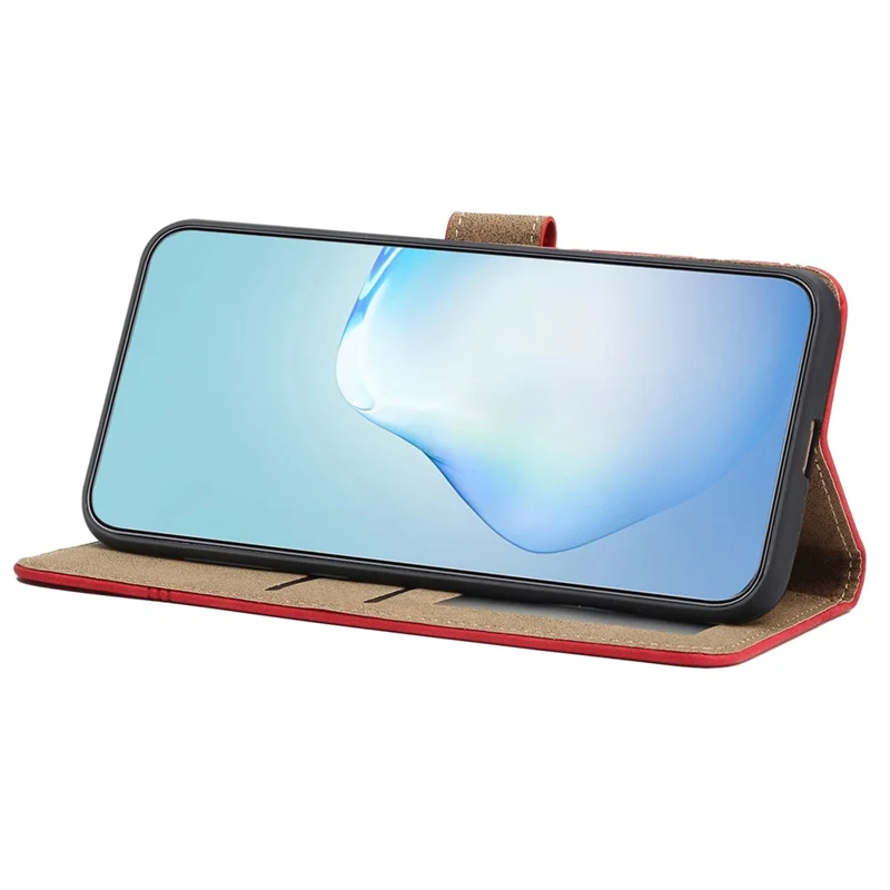 For Samsung Galaxy A33 5G Retro Skin-touch Feeling PU Leather Cover Shockproof Phone Wallet Stand Case - Red