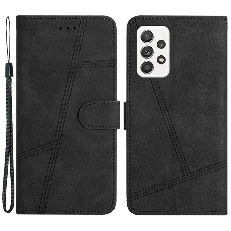 Retro Style Phone Cover for Samsung Galaxy A72 5G/4G, Full Protection Skin-touch Feeling PU Leather Flip Wallet Stand Phone Case - Black
