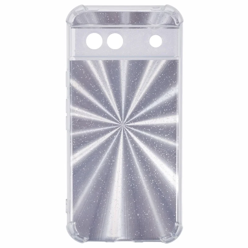 For Google Pixel 8a Case Reinforced Corners TPU Phone Cover with Card Paper - Aurora Silver