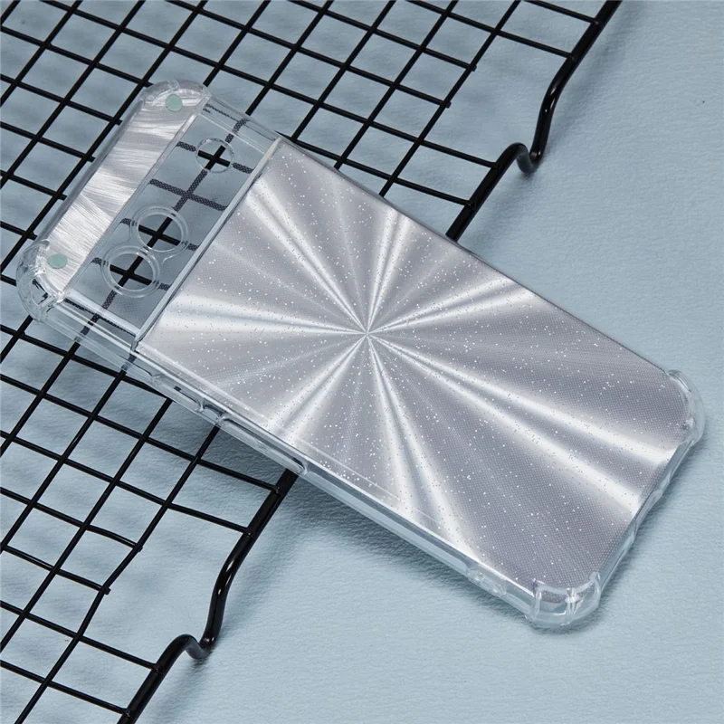 For Google Pixel 8a Case Reinforced Corners TPU Phone Cover with Card Paper - Aurora Silver