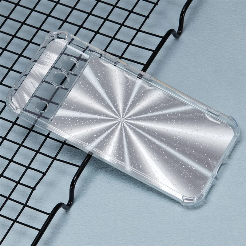 For Google Pixel 8a Case Reinforced Corners TPU Phone Cover with Card Paper - Aurora Silver