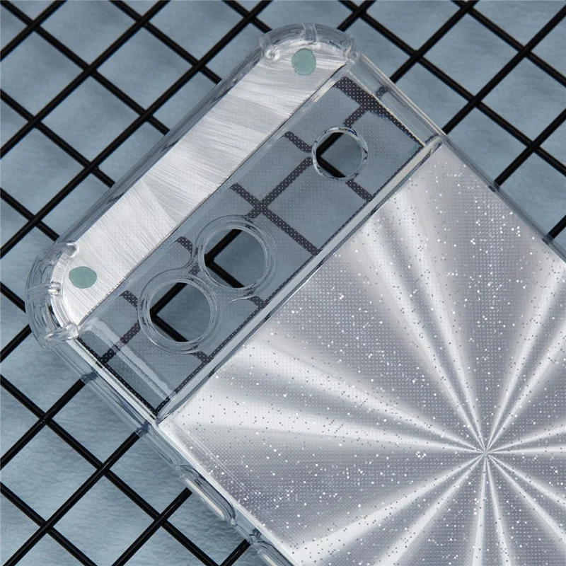 For Google Pixel 8a Case Reinforced Corners TPU Phone Cover with Card Paper - Aurora Silver
