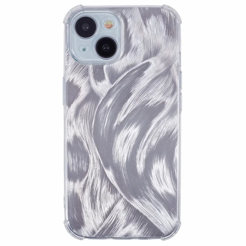 For iPhone 15 Shockproof Case Soft TPU Phone Cover with Card Paper - Aurora Feather