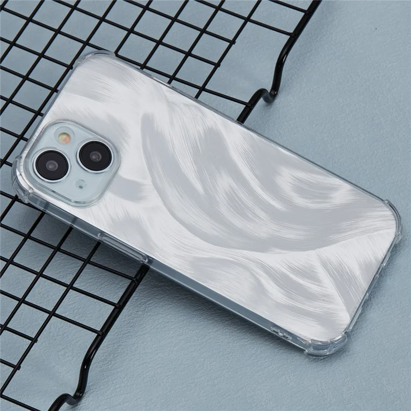 For iPhone 15 Shockproof Case Soft TPU Phone Cover with Card Paper - Aurora Feather