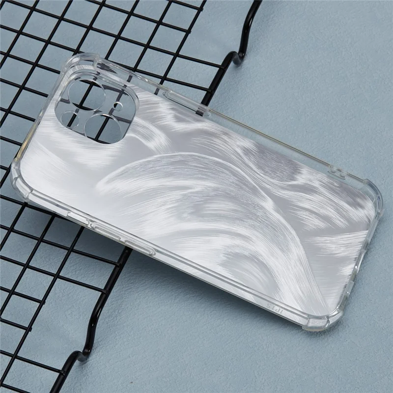 For iPhone 15 Shockproof Case Soft TPU Phone Cover with Card Paper - Aurora Feather