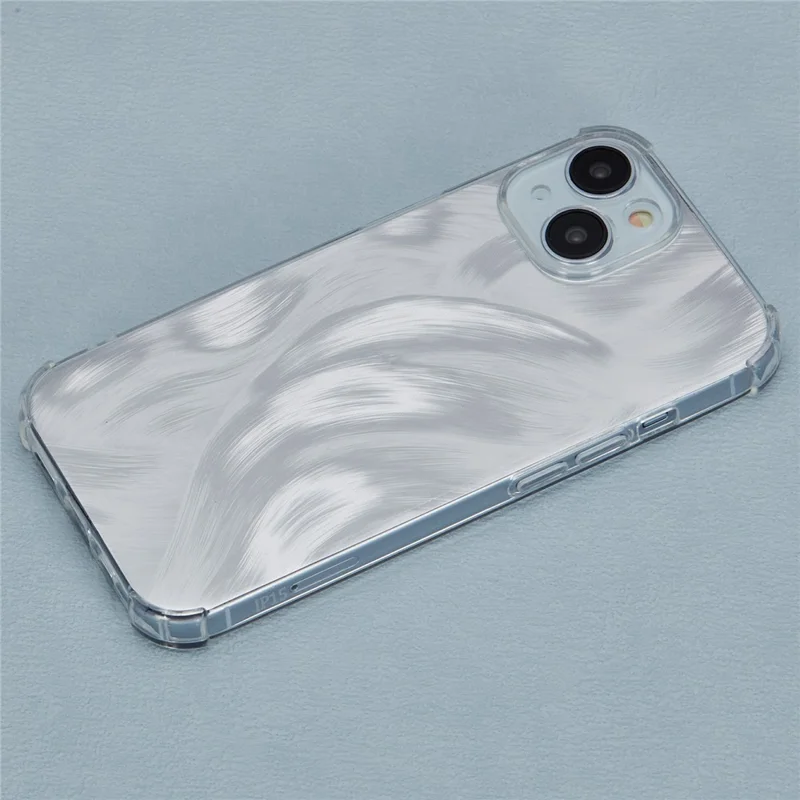 For iPhone 15 Shockproof Case Soft TPU Phone Cover with Card Paper - Aurora Feather