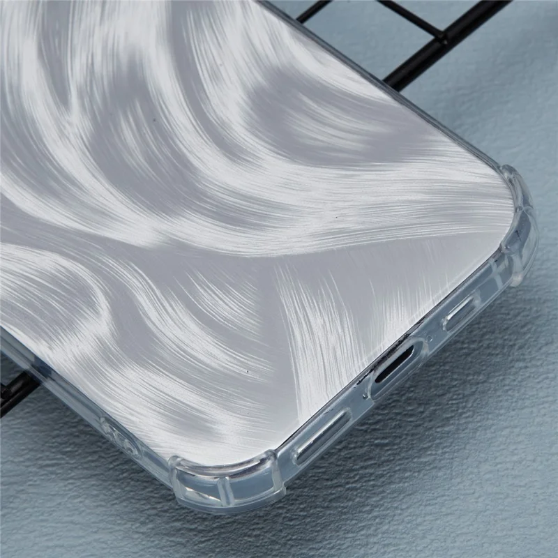 For iPhone 15 Shockproof Case Soft TPU Phone Cover with Card Paper - Aurora Feather