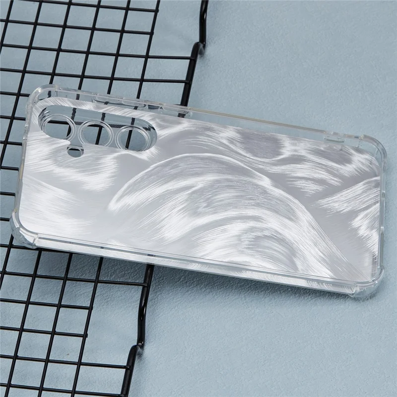 For Samsung Galaxy S24 FE Phone Case Anti-Drop TPU Protective Cover with Card Paper - Aurora Feather