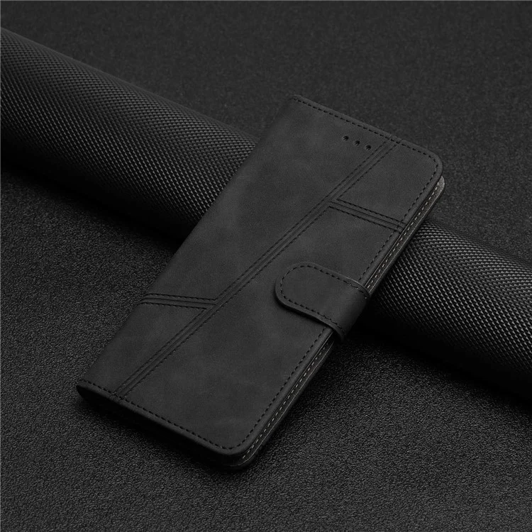 Shockproof Phone Cover for Samsung Galaxy A42 5G, Retro Style Skin-touch Feeling PU Leather Wallet Stand Phone Case - Black