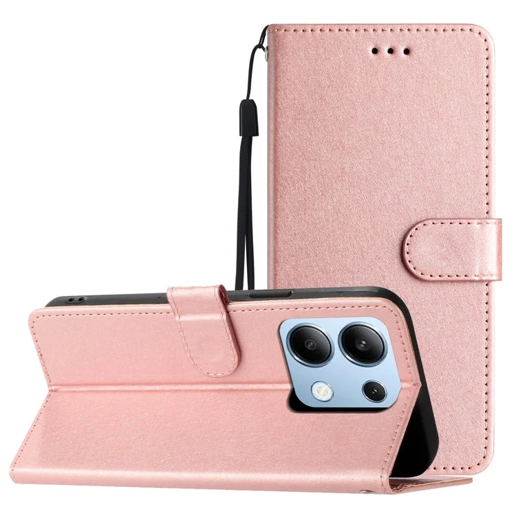 Für Xiaomi Redmi Note 13 4G Case Seidiger Textur Leder TPU Innenschale Flip Phone Cover - Roségold