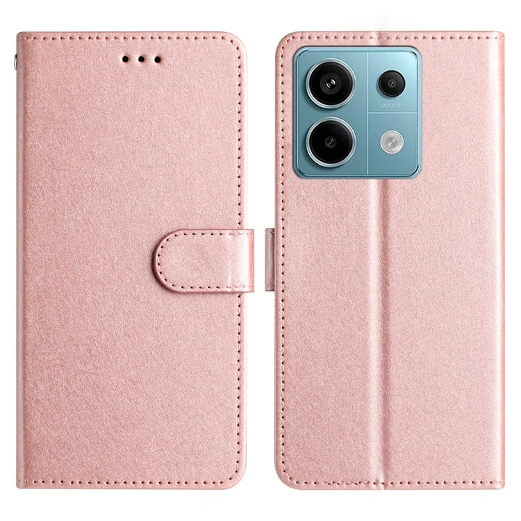 Per Xiaomi Redmi Note 13 5G Custodia Portafoglio in Pelle Flip Phone Cover Texture Seta - Rose Gold