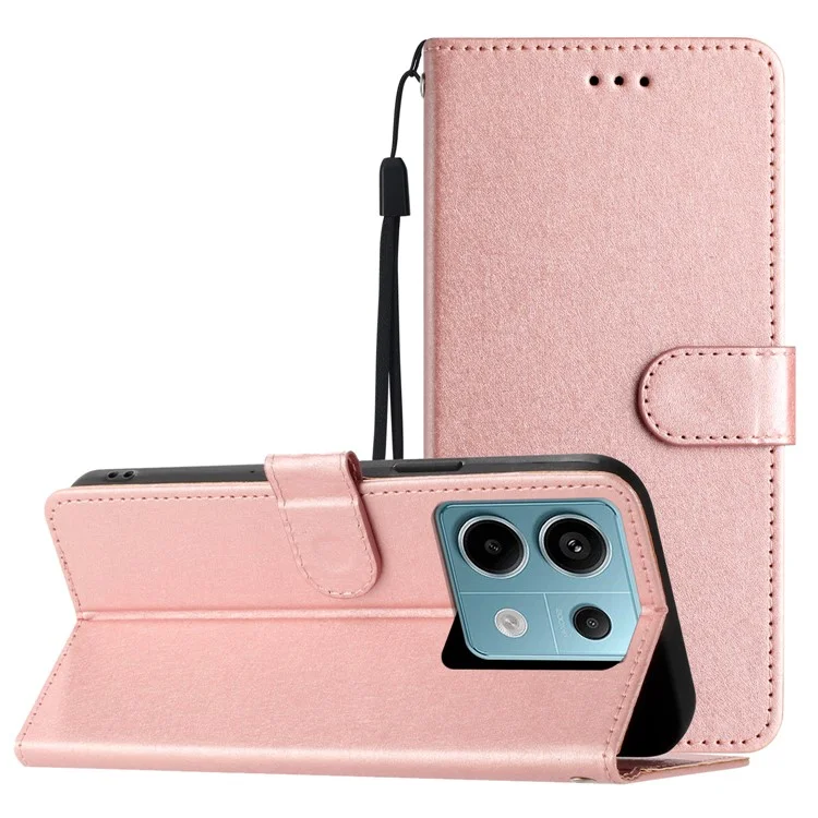 Per Xiaomi Redmi Note 13 5G Custodia Portafoglio in Pelle Flip Phone Cover Texture Seta - Rose Gold